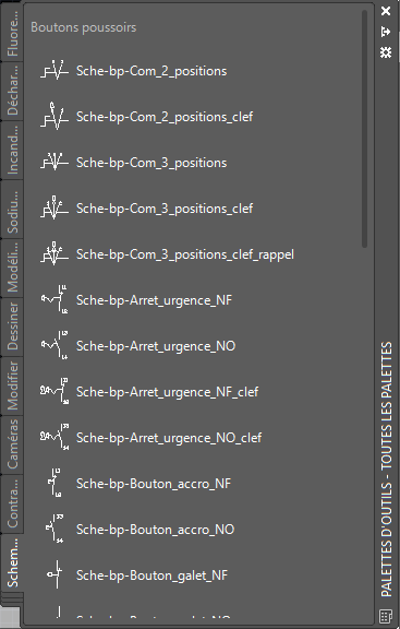 palette outils électrique autocad