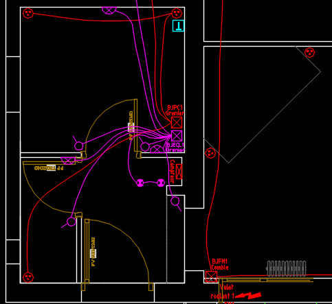 implantation électrique maison autocad