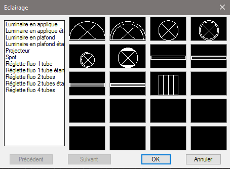 symboles éclairage électriques autocad