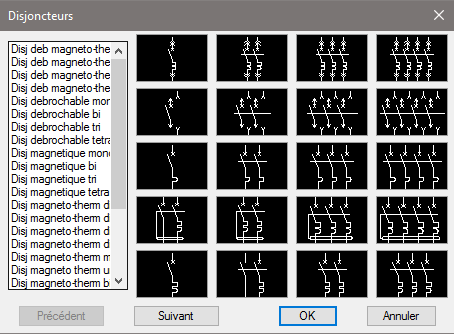 symboles disjoncteurs électriques autocad