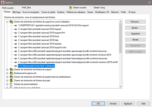 installation menu CADpneumaticTools