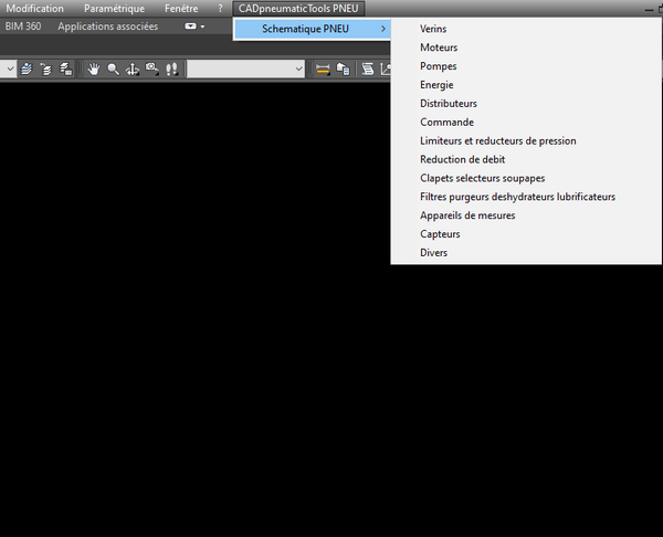 installation menu CADpneumaticTools menu chargé
