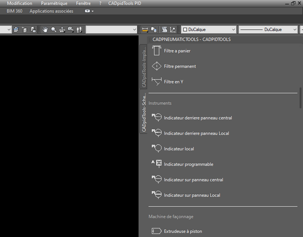 installation palettes outils CADpidTools palette chargée