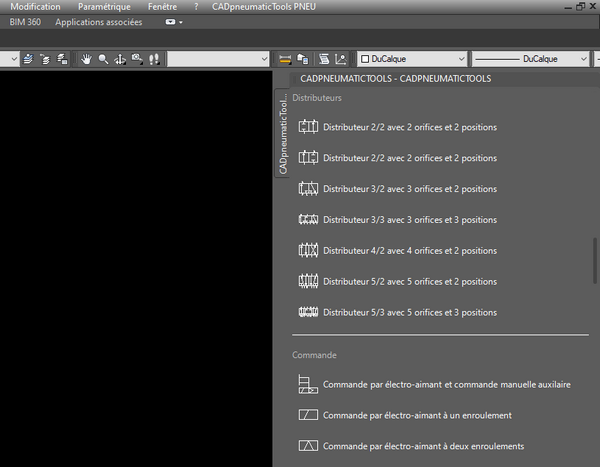 Installation palettes outils CADpneumaticTools palette chargée
